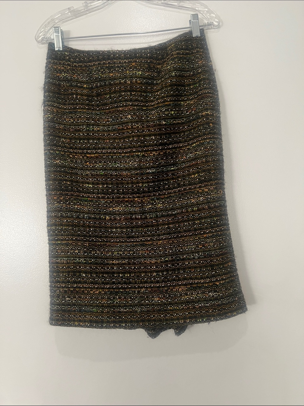 Alberta Ferretti Black Tweed Pencil Skirt with Multicolor Threading US 4